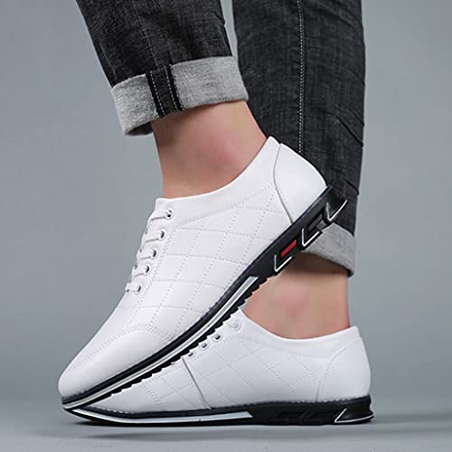 Image of Veslexth Men Casual Driving Sneakers Loafers Breathable Comfort Walking Wing Tips Lace Up Luxury Leather Shoes for Male Business Work Office Dress Outdoor