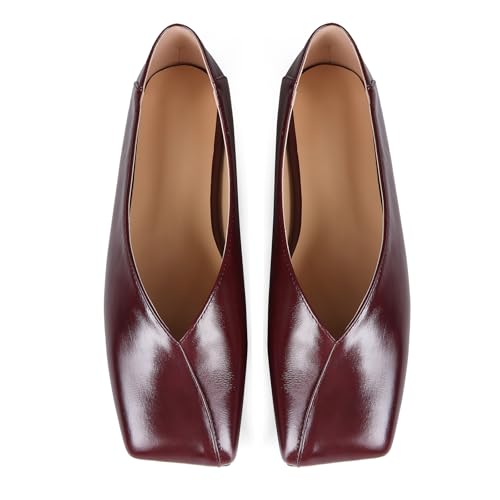 Square Toe Ballet Flats for Women Soft Leather Shoes Slip On Loafer Flats Comfortable Casual Dress Shoes3