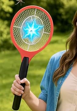 IPEA Racchetta Elettrica Zanzare Piccola - 18 cm x 46 cm - Racchetta Fulmina Mosche e Insetti Volanti per Casa, Giardino, Campeggio - Funziona con 2 Pile AA (Non Incluse) - Super Leggera e Portatile
