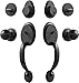 Natsukage Front Door Handle Double Door Lock Set Entrance Handle Set with Dummy Heavy-Duty Adjustable Handle Sets with Deadbolt and Lever Handle(Matte Black,Antique) (A-SJ01074-NAT-USAM022)