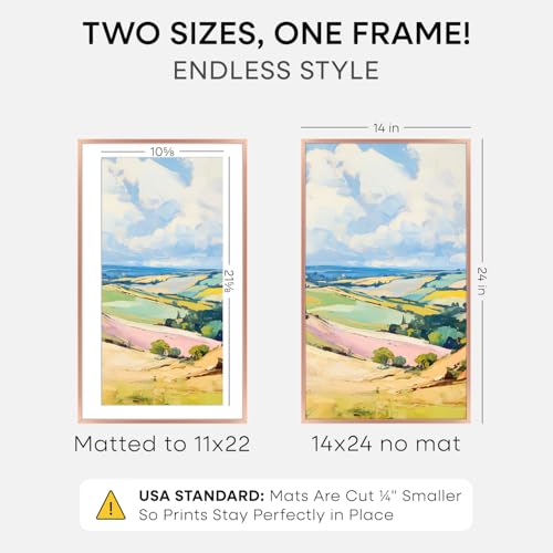 Image of Homeforia 14x24 Picture Frame Rose Gold, High End Metal 14x24 Poster Frames with Mat 11x22 Photo, 14 x 24 Rose Gold Frame Matted to 11 by 22 Print, 24x14 Thin Frame, Tempered Glass, Wall Kit, Set of 1