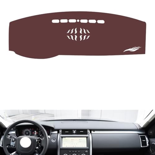 Leather Dash Board Cover mat Compatible with LR Discovery 5 2017-2021 ，Anti-Glare and dust Protector(Brown)