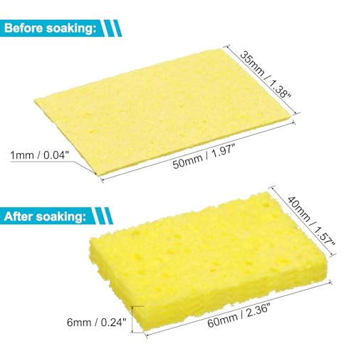 Image of uxcell Soldering Sponge 1.97 inch x 1.38 inch Rectangle Sponge Replacement Welding Soldering Iron Tip Cleaning Pads Soldering Iron Special High Temperature Sponge Yellow 15pcs