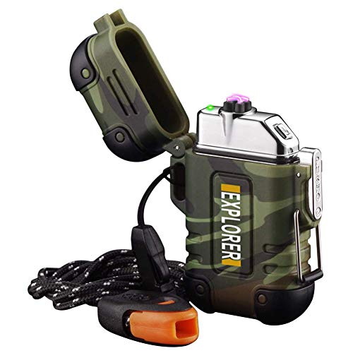 Arc Lighter Outdoor Waterproof Windproof Plasma Lighter Rechargeable USB Electronic Lighters with Emergency