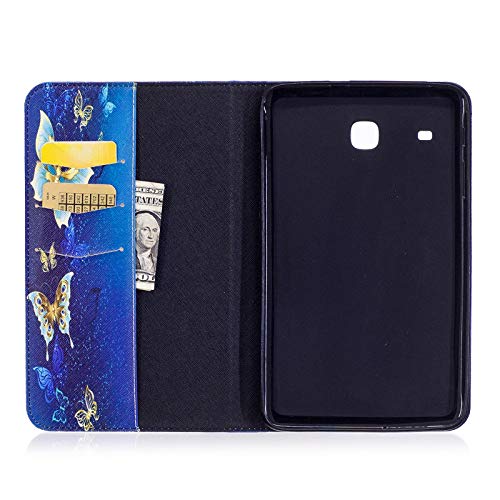 Uucovers Folio Case For Samsung Galaxy Tab E 8.0 Inch 2016 Tablet (Sm-T375 & T377 & T378), Slim Pu Leather Magnetic Wallet Folio Stand Tpu Back Shockproof Shell With Card Pockets, Golde Butterfly #TOP3