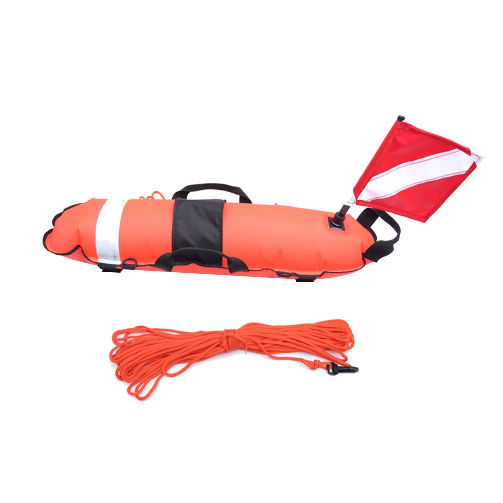 Bouée de signalisation flottante avec drapeau et corde, pour plongée en apnée, rouge