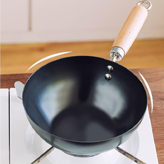 Wok chino sin recubrimiento fondo redondo miniatura 5