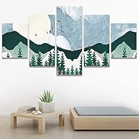 SIGNWIN 5 Panel Canvas Wall Art Modern Art Expressive Forest Multicolor Photography Romantics Scenic for Home Decorations Ready to Hang - 60