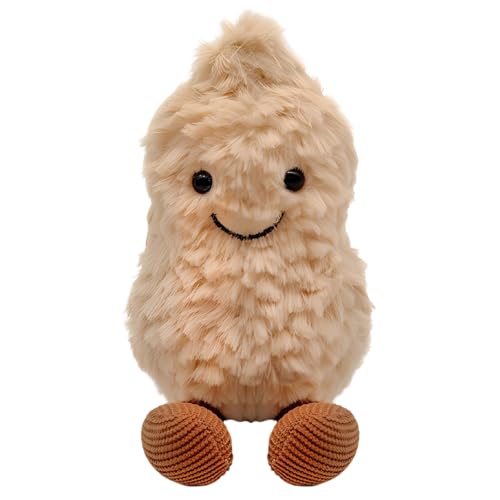 EduPlayte 16cm Erdnuss Kuscheltier, Erdnuss Plüschpuppe mit Lächelndem Gesicht, Amuseable Peanut plushie mit Beinen, Deko & Geschenkidee für Geburtstag & Party