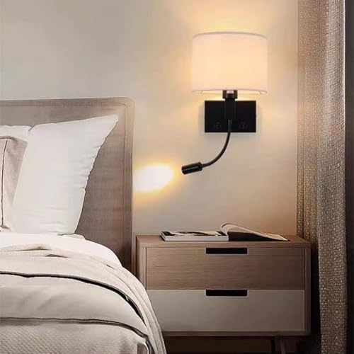 Iluminación de pared para dormitorio y cocinas con aplique negro textil 7