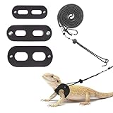 ASOCEA 3 STK Einstellbar BäRtiger Drache Eidechsengeschirr Und Leine Reptil Weiches Leder Outdoor Nylon Seil FüHren FüR Amphibien Eidechsen ChamäLeons Leguanbabys Und Andere Kleine Haustiere(S, M, L)