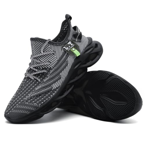 DLWKIPV Men Running Shoes Men\'s Tennis Shoes Lightweight Breathable Fashion Sneakers Non Slip Workout Gym Shoe for Running Black Size US 11 - Thumbnail 4