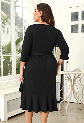 Image of TASHVIKA'S Women's Plus Size Flowy Wrap Ruffle Maxi Dress