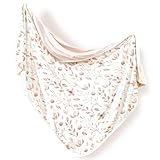 GRSSDER Super Soft Jersey Knit Swaddle Blanket for Baby Girls, Double Layer Reversible Receiving Blanket 34 x 44 Extra Large for Baby Swaddling, Pink Flora