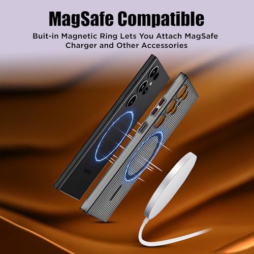 Image of AIBEX Protective Back Case Cover Compatible for Samsung S25 Ultra| Camera & Body Protection| Shockproof,Scratch Resistant| Mag-Saf Wireless Charging Support - Black