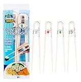 Compac Home Easy-to-Use Chopsticks, Plastic Dishwasher Safe, Great for All Ages, Parties, Stocking Stuffer, 4 Count