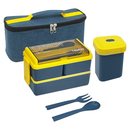 Lunch Box Adults Bento Box with Bag and Cutlery-Lunch Box with Compartments Leak-Proof Bento Lunch Box, Lunch Box for Adults Kids-Sandwich Box for School Office Work