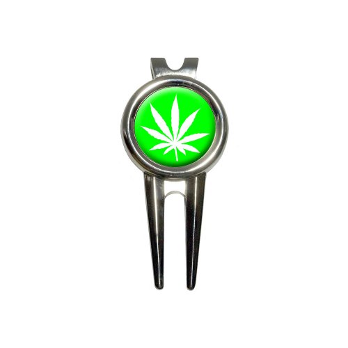 GRAPHICS & MORE Marijuana Pot Weed Leaf - Green Golf Divot Repair Tool and Ball Marker