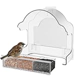 Vogelfutterhaus - Abnehmbare Futterschale Für Finken | Durchsichtiger Wetterfester Acryl-Futterspender Für Wildvögel - Zur Beobachtung Von Wildtieren Im Garten Auf Dem Balkon Sowie Im Hinterhof