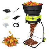 ZHIGUANYUN Elektrischer Laubhäcksler mit Rädern – 8000 U/min – Häcksler und Komposthäcksler – für Laub, Gras und Gartenabfälle – für eine einfache Gartenreinigung 50M