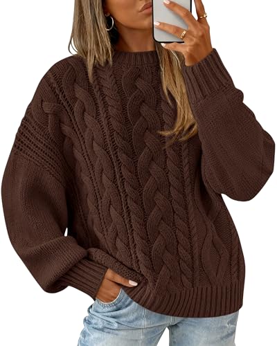 BTFBM Women's Oversized Sweaters 2026 Batwing Long Sleeve Cable Knit