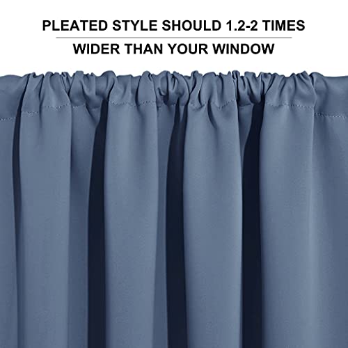 RYB HOME Small Curtains for Door Windows - Blackout Thermal Insulating Drapes for Home Theatre Bathroom Basement Cafe RV Camper Windows Blinds, Wide 34 x Long 30, Stone Blue, 1 Pair