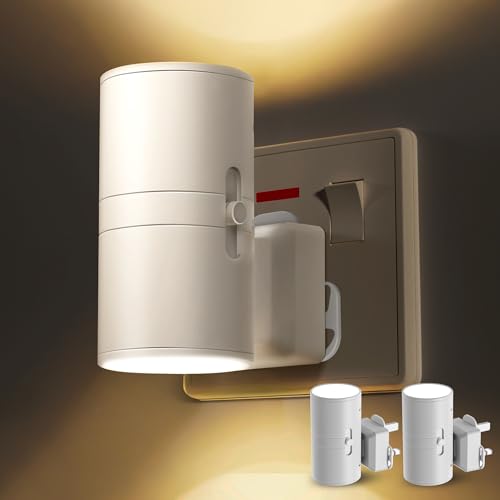 LOHAS-LED Night Light Plug in Wall, Plug in Night Light for Hallway, LED Nightlight with Dusk to Dawn Sensor, 0-100LM, 3000K Warm White, Dimmable Nightlight for Bathroom Bedroom Toddler, 2 Pack
