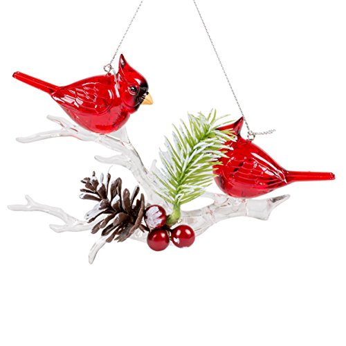 Roman Cardinals On Winter Branch 7 X 7 Inch Plastic Decorative Hanging Christmas Ornament #TOP10