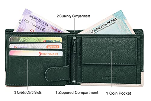 URBAN FOREST Seattle Green/Sand Leather Wallet for Men 3 41TuwufqUtL