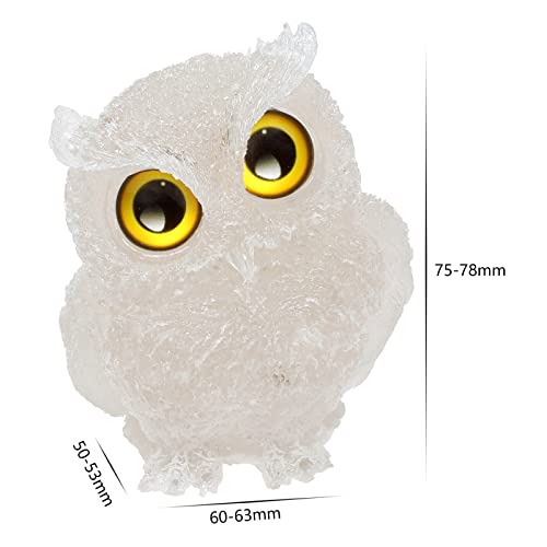 mookaitedecor 3 Inch Clear Quartz Crystal Owl Figurine Ornament for Home Office Decor Housewarming Gift Large Owl Gift for Men Women Resin Stone Animal Sculpture Statue Good Luck Ornament - Image 2