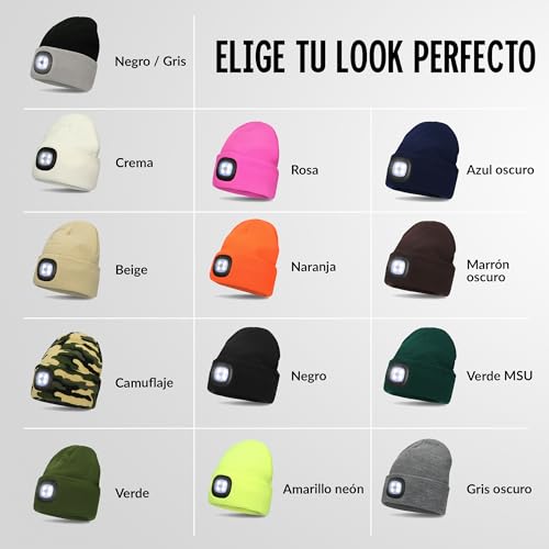 FUZZIO LED Luminoso Gorro Sombrero, USB Recargable 4 LED Gorras para Correr Super Brillante Impermeable Luz Invierno Cálido Regalos para Hombre y Mujer - imagen 6
