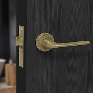 Plantex Pearl Mortise Door Lock for Balcony and Bathroom Door Lock/Keyless Handle Set with Baby Latch (7060 Brass Antique Finish)