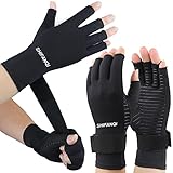 2 Pairs Copper Arthritis Compression Gloves Women Men for Carpal Tunnel, RSI, Joint Pain, Swelling, Tendonitis Relief, Fingerless Arthritis Gloves for Computer Typing, Work, Sleeping (LARGE/X-LARGE) -  SHIFANQI