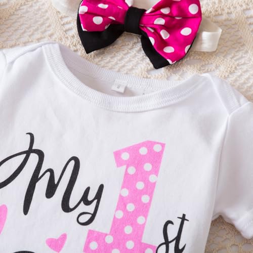 TTYAOVO Baby Girl 1st Birthday Outfits Sets Polka Dot Dress Romper+Tutu Skirt+Headband4