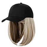 WUODHTW Woman wig Baseball Cap with Hair Extensions Straight Short Bob Hairstyle Adjustable Wig Hat Duck Tongue Hat Wig