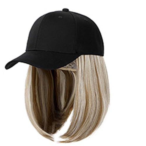 WUODHTW Woman wig Baseball Cap with Hair Extensions Straight Short Bob Hairstyle Adjustable Wig Hat Duck Tongue Hat Wig