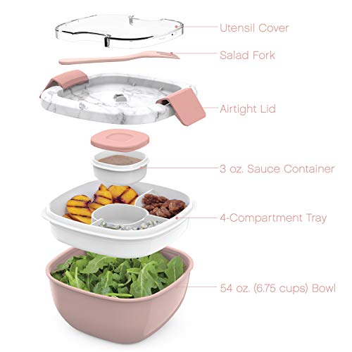 Bentgo Salad Lunch Container with Toppings Tray and Fork (Blush Marble) - Image 5