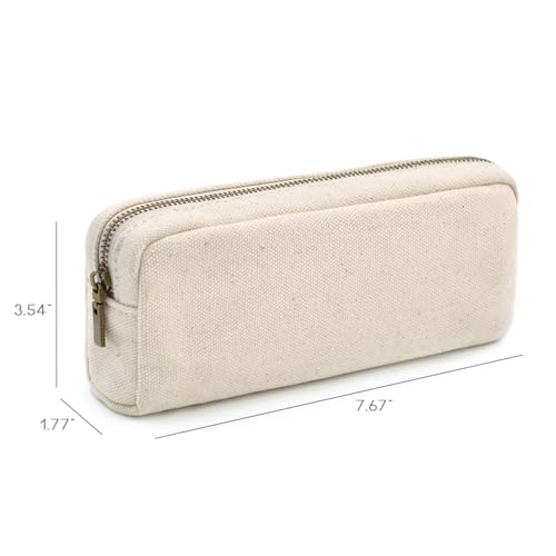 Image of Pencil Pen Case, Canvas Pencil Pouch Big Capacity Pen Bag with Zipper Durable Stationary Storage Bag for Adult Students Officers