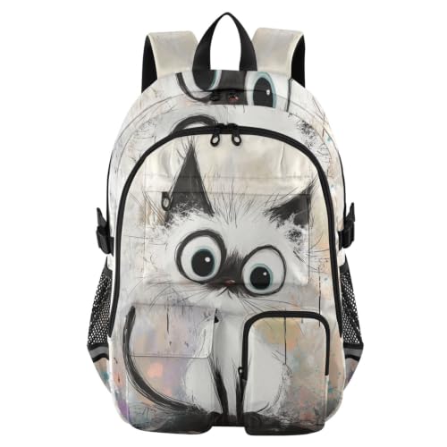 Mochila para negocio y escuela con diseño de gato que alivia la espalda