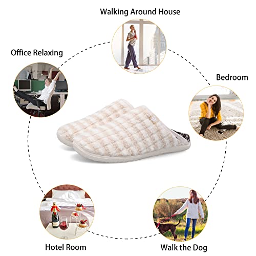 Image of Spesoul Fuzzy House Slippers for Women Men Indoor Closed Back Lightweight Cozy Faux Furry Lining Barefoot House Shoes Slipper Socks for Bedroom Home Office Yoga Outdoor Walking Shoes