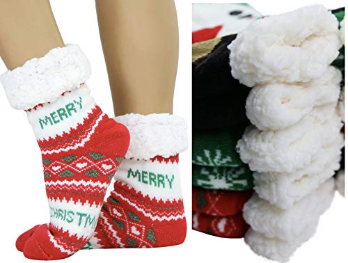 Image of ToBeInStyle Women's Pack of 3 or 6 Cozy Plush Winter Thermal Non-Skid Socks