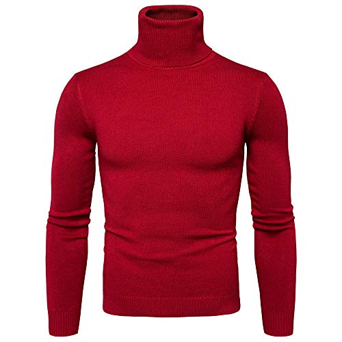 BaZhaHei-Jersey Suéter Hombres de Invierno Delgado cálido Punto Alto Cuello Jersey Blusa Cuello Alto de suéter de Cuello Alto para Hombre Otoño Camisetas Espesar Giro Tejido Fondo
