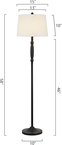 Miniatura 8 de Maxax Juego de 3 lámparas de mesa y lámpara de pie, lámparas tradicionales con pantalla de tela de lino blanco para sala de estar, dormitorio, sala