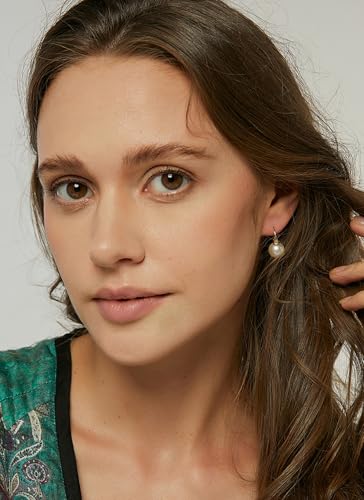 Image of 14K Gold /White Gold Plated Minimalist Pearl Hoop Earrings,Huggies Dangle Earrings Jewelry