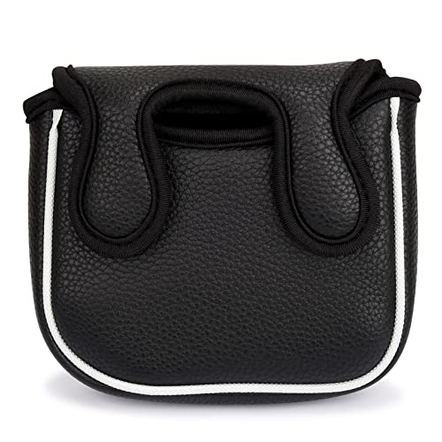 Big Teeth Heel Shaft Golf Square Mallet Putter Cover Headcover Dont FIT Stainless Putter Club Protector for High MOI Large Taylormade Scotty Cameron 6M DB (Black, Center & Heel Shafted Both)