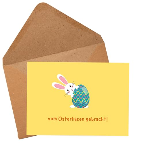 PILUVI THE LABEL Hochwertige Postkarte mit Umschlag Ostergrüße vom Osterhasen gebracht Frohe Ostern Geschenkkarte