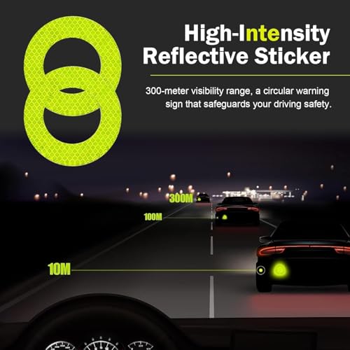 Image of Car Reflective Safety Stickers for Cars & Bikes, Side Fender Bumper, Night Visibility Warning Tape Waterproof High Intensity Reflector Decal Universal Fit (Set of 2, Yellow)