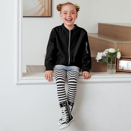 QPANCY Girls Bomber Jacket Classic Zip Up Flight Outerwear Kids Casual Coat with Pockets3