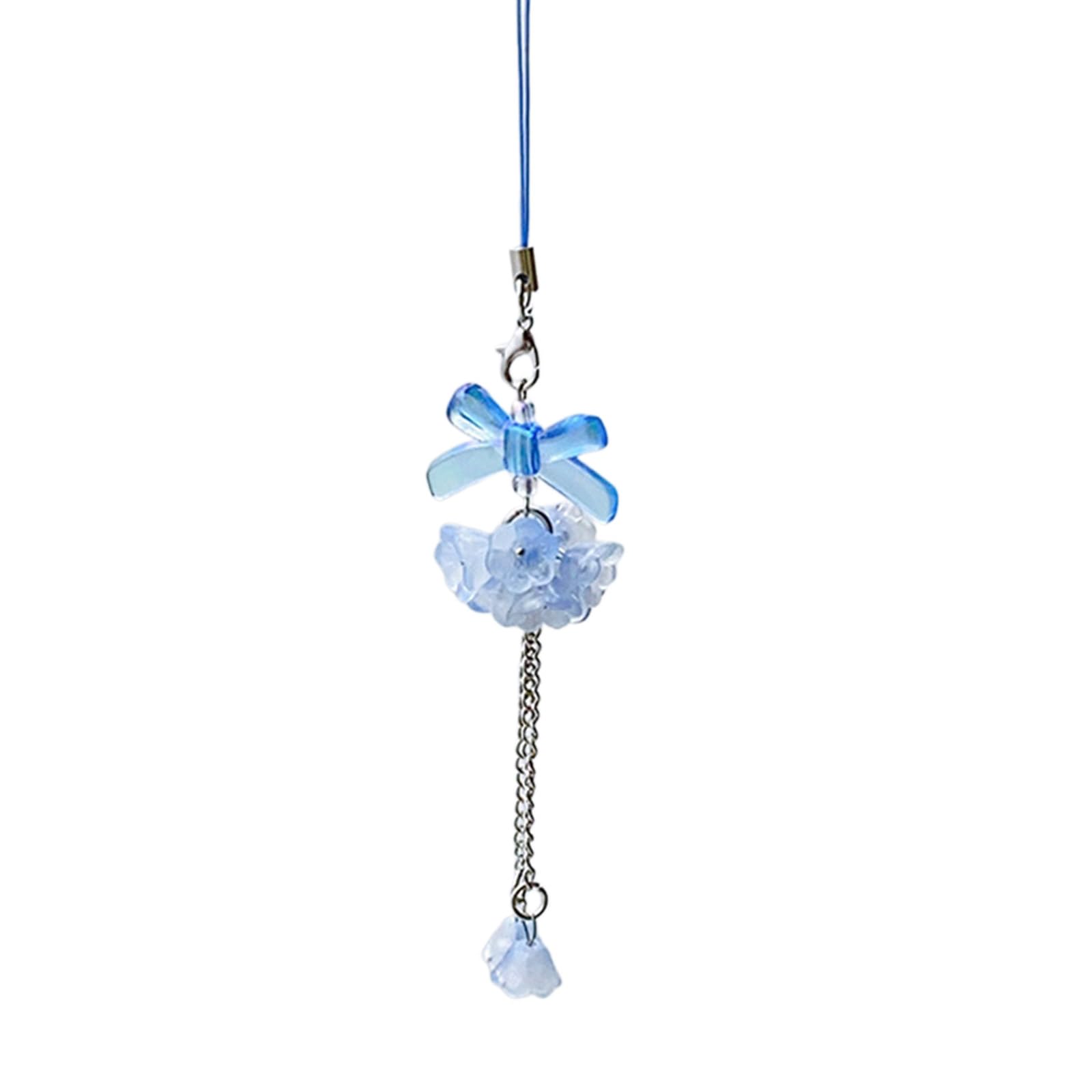 NEWFT Fashionable Bowknot Phone Chain Handmade Phone Jewelry Hydrangea Phone Charm