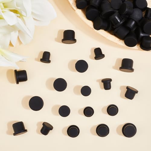 Image of GORGECRAFT 50Pcs 5 Sizes Black Silicone Bottle Stopper Tube Seal Plug 7.5 /8.3 /9.5 /10.5 /11.5mm Salt and Pepper Shakers Stopper Replacement Insert Hole Plug End Covers for Bottles Pipes Flower Pots